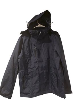 Men's Camel Logo Hooded Rain Jacket Collectible - Blue Sz M